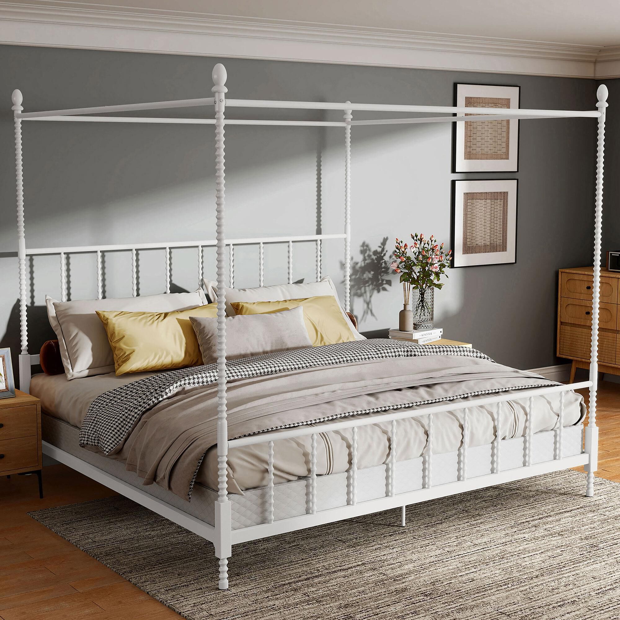 Furniture of America Elliot King Canopy Bed in White