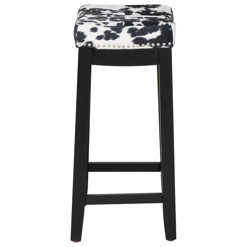Linon Home Decor Claridge Counter Stool with Black Cow Print Cushion in Black, , large