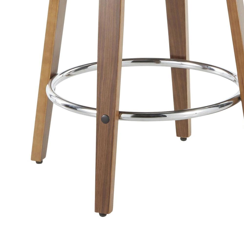 LumiSource Gardenia Swivel Fixed-Height Counter Stool with Cream Fabric Upholstery in Chrome and Walnut (Set of 2), , large