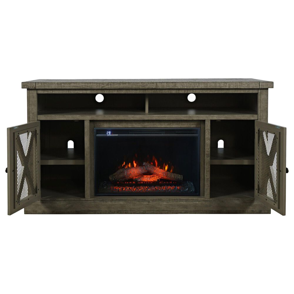 Waltham Telluride 60" TV Stand with Electric Fireplace in Driftwood, , large