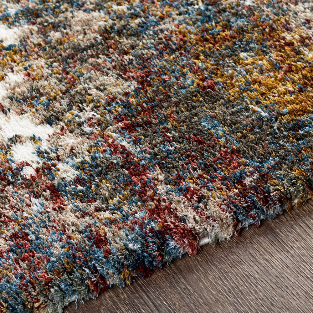 Surya Celestial Shag Teal, Dark Blue, Denim, Burgundy, Dusty Pink, Sage, Deep Teal, Mustard and Cream 2&#39; x 2&#39;11&quot; Area Rug, , large