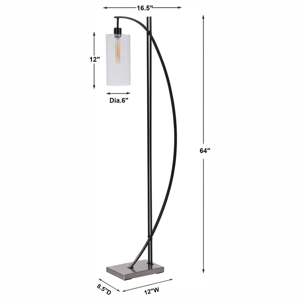 Uttermost Gateway Floor Lamp in Matte Black, , large