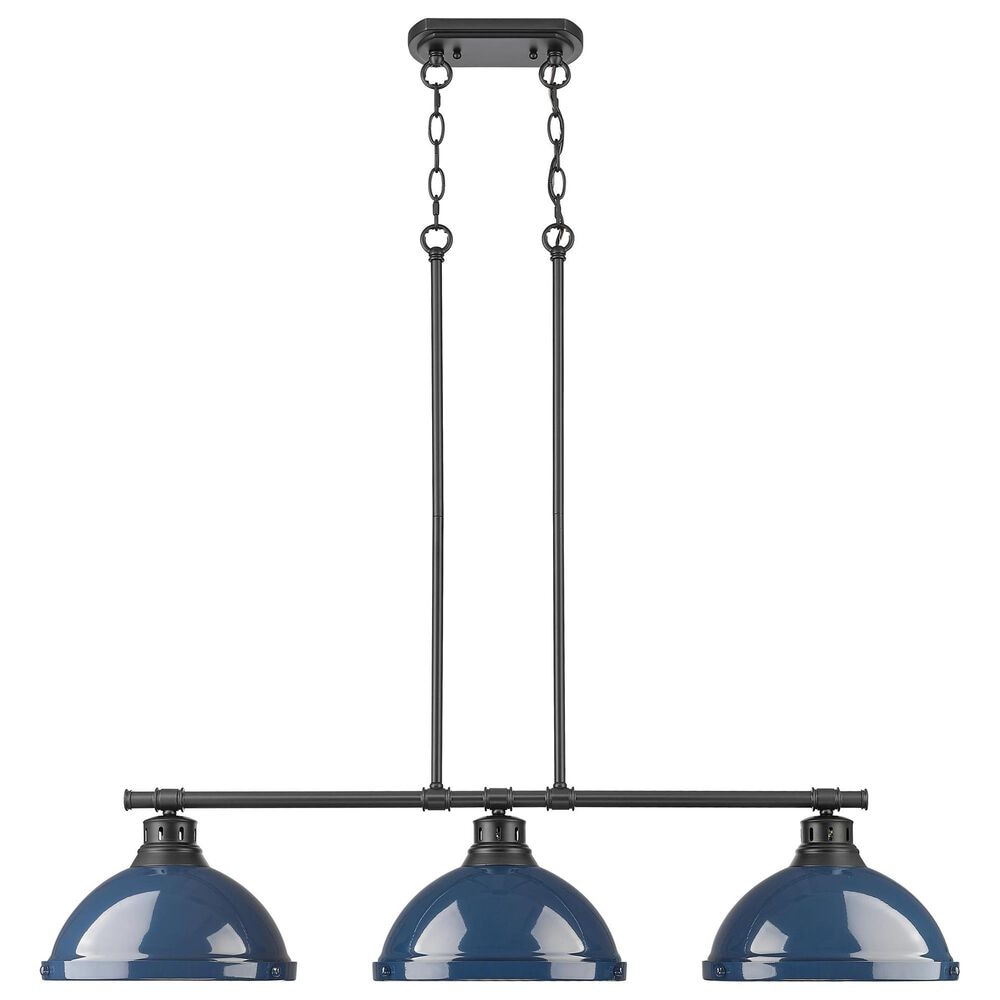 Golden Lighting Duncan 3-Light Pendant with Matte Navy Shade in Matte Black, , large