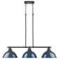 Golden Lighting Duncan 3-Light Pendant with Matte Navy Shade in Matte Black, , large