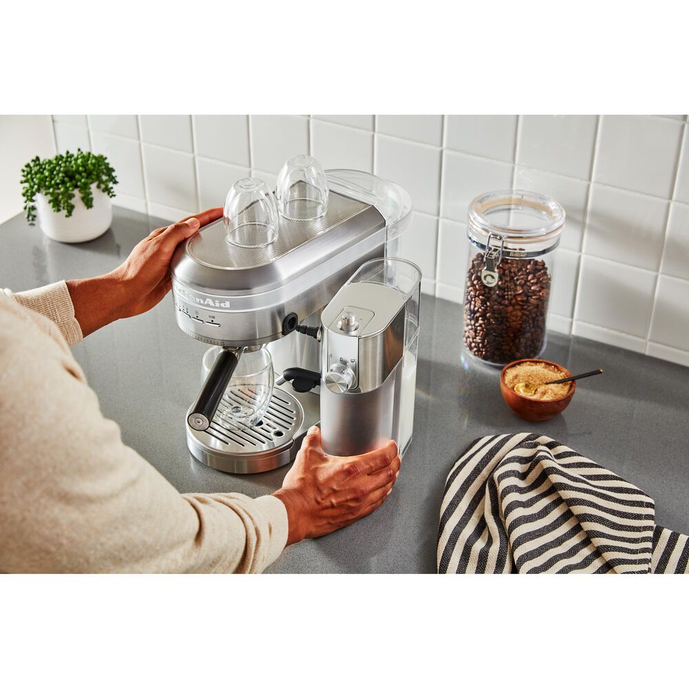 KitchenAid 47 Oz Semi-Automatic Espresso Machine in Brushed Stainless Steel, , large