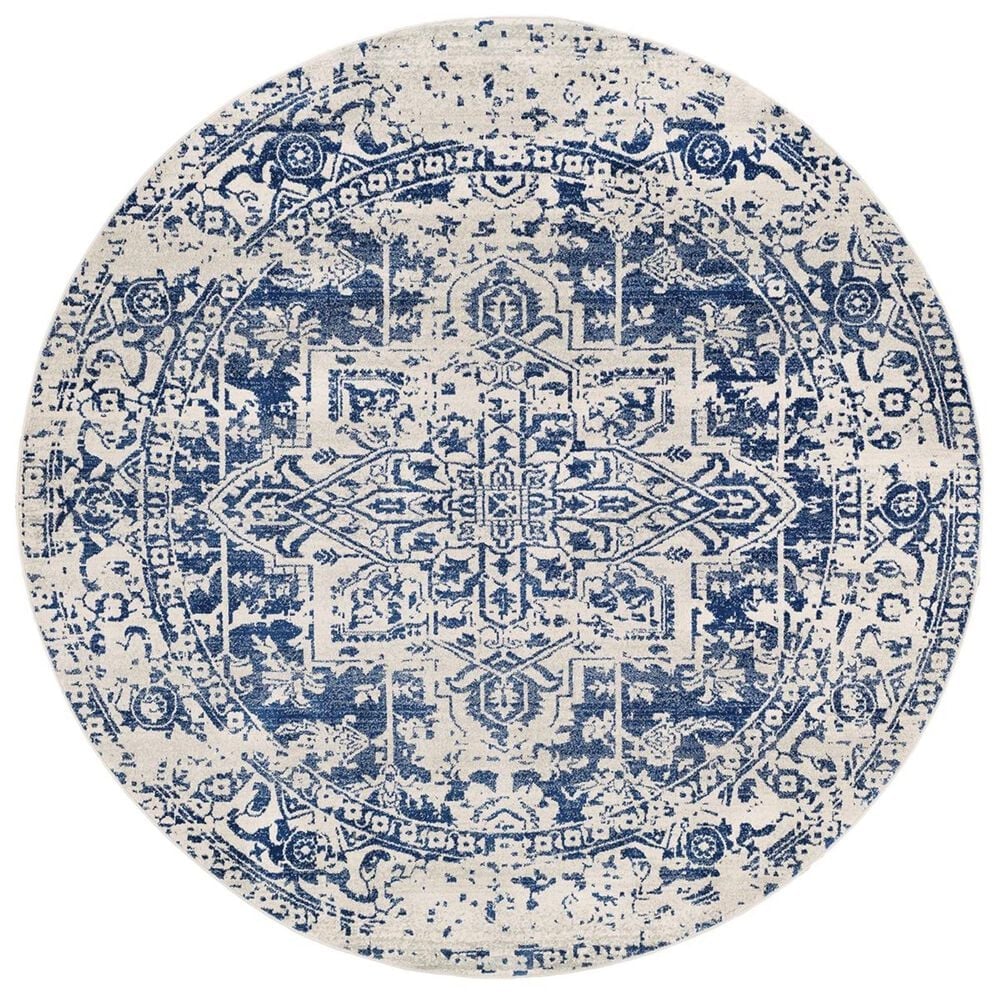 Surya Harput HAP-1021 7"10" Round Blue, Gray and Beige Area Rug, , large