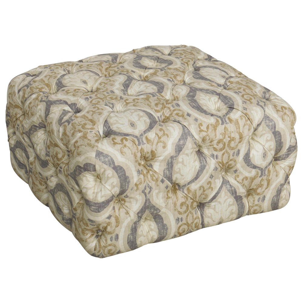 Kinfine Large Square Ottoman in Tan and Blue, , large