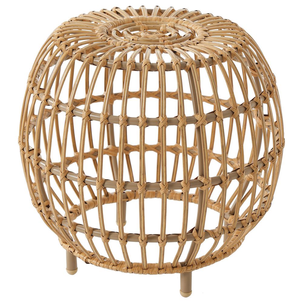 Hearth and Haven Ottawa Outdoor Side Table with Open Weave Design in Light Brown, , large
