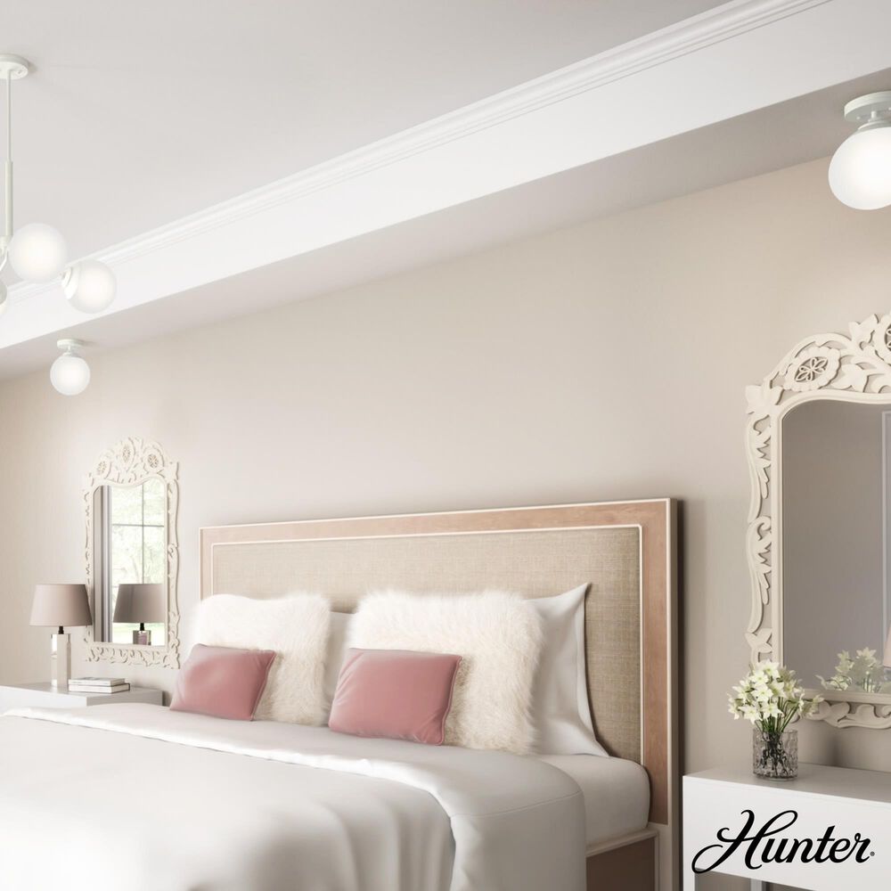 Hunter Hepburn 1-Light Semi-Flush Mount in Matte White, , large