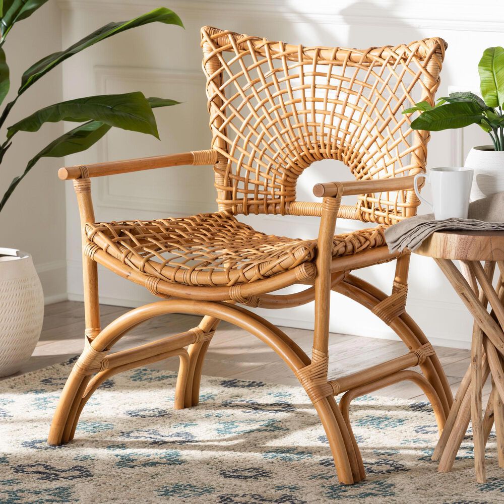 Baxton Studio Mamba Arm Chair in Light Honey, , large