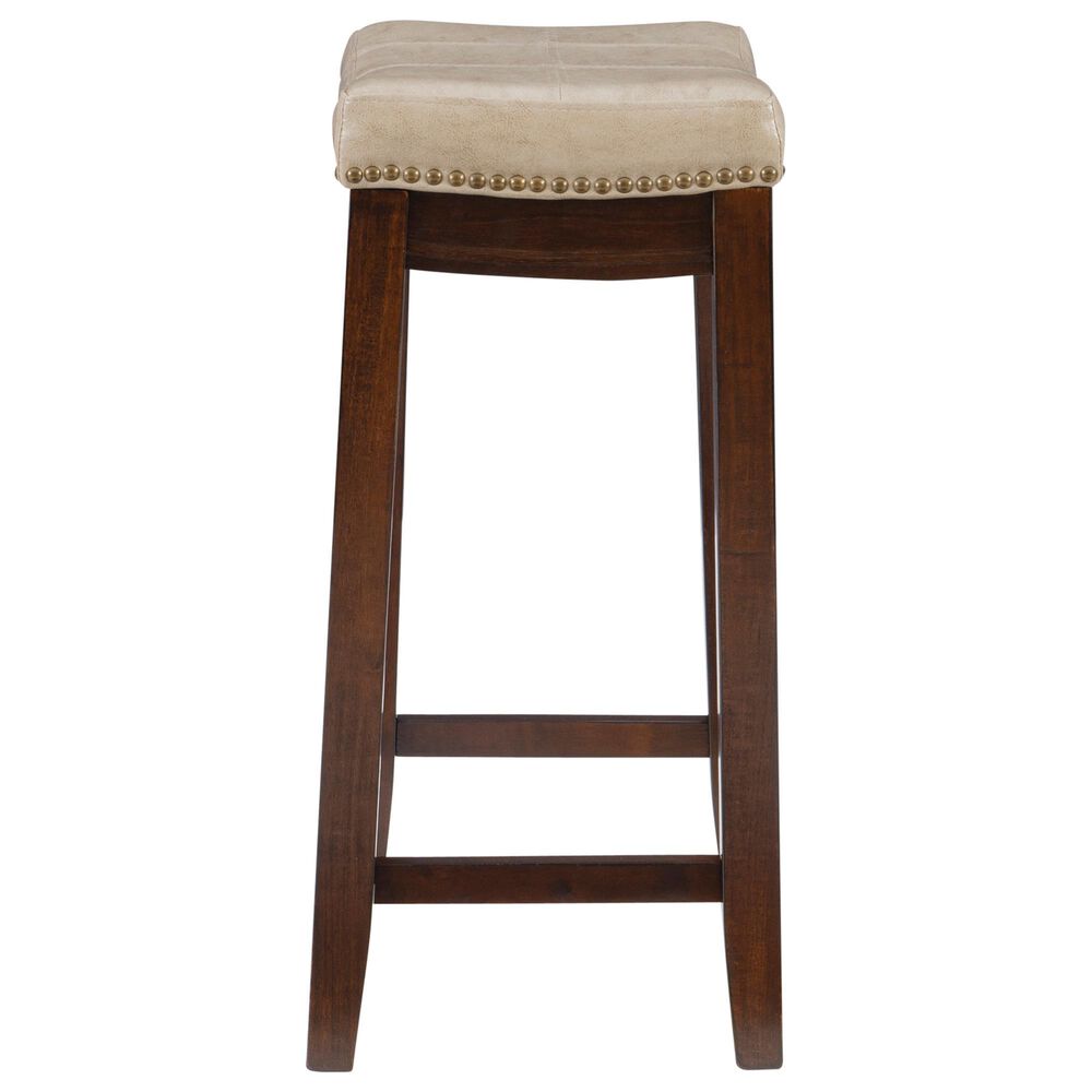 Linon Home Decor Claridge Counter Stool with Beige Cushion in Dark Brown, , large