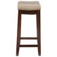 Linon Home Decor Claridge Counter Stool with Beige Cushion in Dark Brown, , large