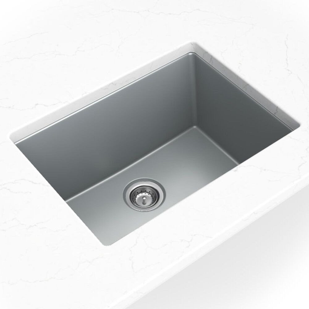 MS International 21.75" Undermount Single Bowl Kitchen Sink in Matte Gray, , large
