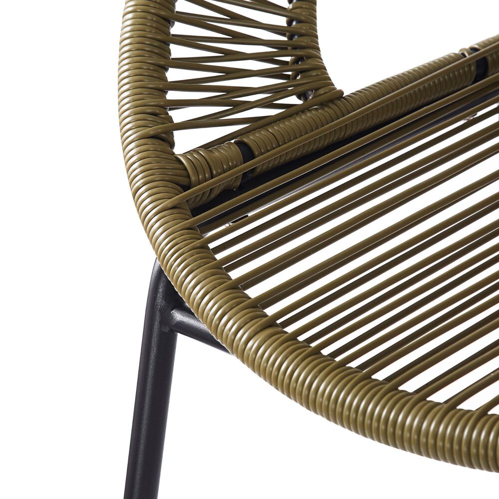 Hearth and Haven Ferrara Outdoor Faux Wicker Barstool in Green (Set of 2), , large