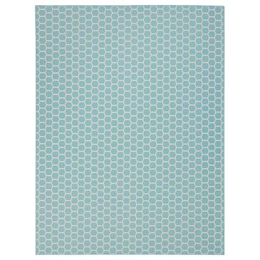 Nourison Twist Reversible 10" x 14" Aqua Indoor/Outdoor Area Rug, , large