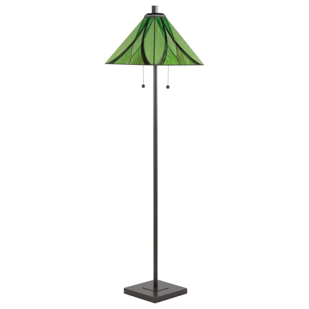 LumiSource Ren Floor Lamp with Green Glass Shade in Oil Rubbed Bronze, , large