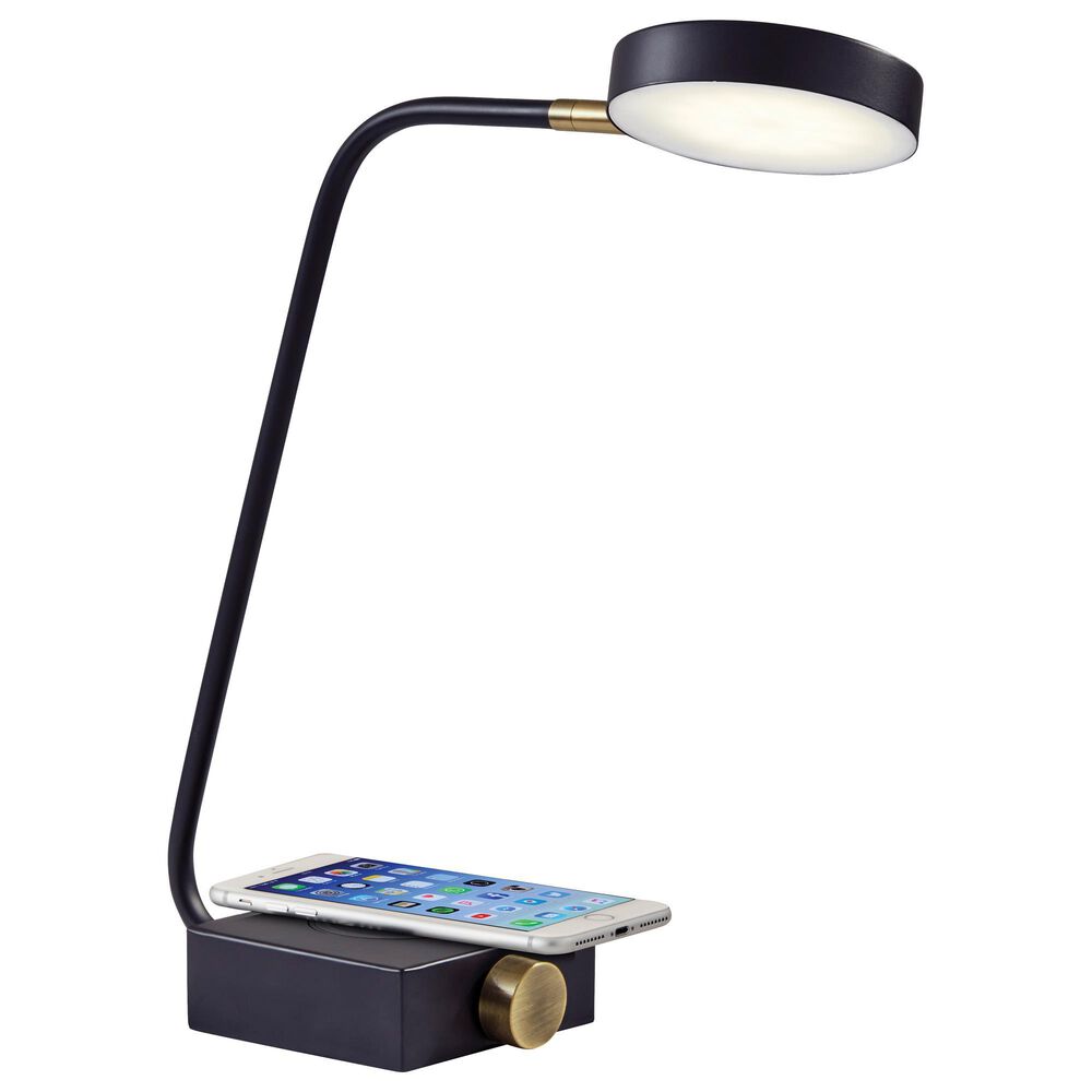 Adesso Conrad LED Desk Lamp with Wireless Charging + USB in Matte Black, , large