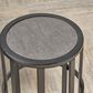 Hearth and Haven Outdoor Round Metal Side Table with Open Slat Frame in Black and Grey, , large