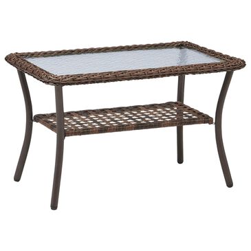 Sunwell Garden 34" Patio Rectangular Coffee Table with Glass Top in Brown, , large