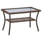 Sunwell Garden 34" Patio Rectangular Coffee Table with Glass Top in Brown, , large