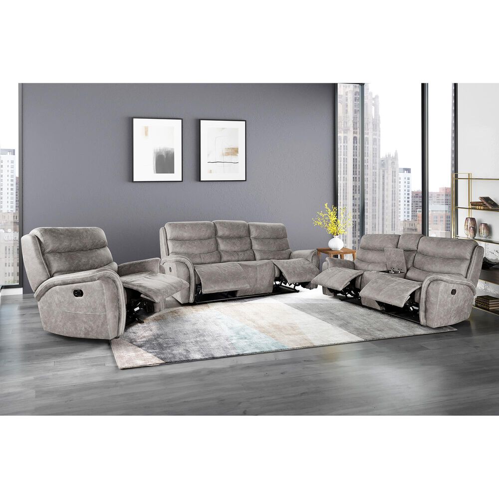 New Heritage Design Kamari Manual Reclining Sofa in Gray, , large