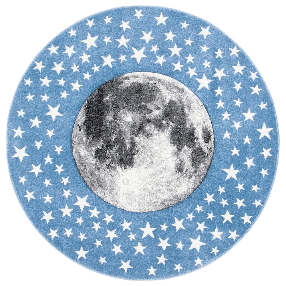 Safavieh Carousel 4" Round Light Blue and Grey Kids  Area Rug, , large