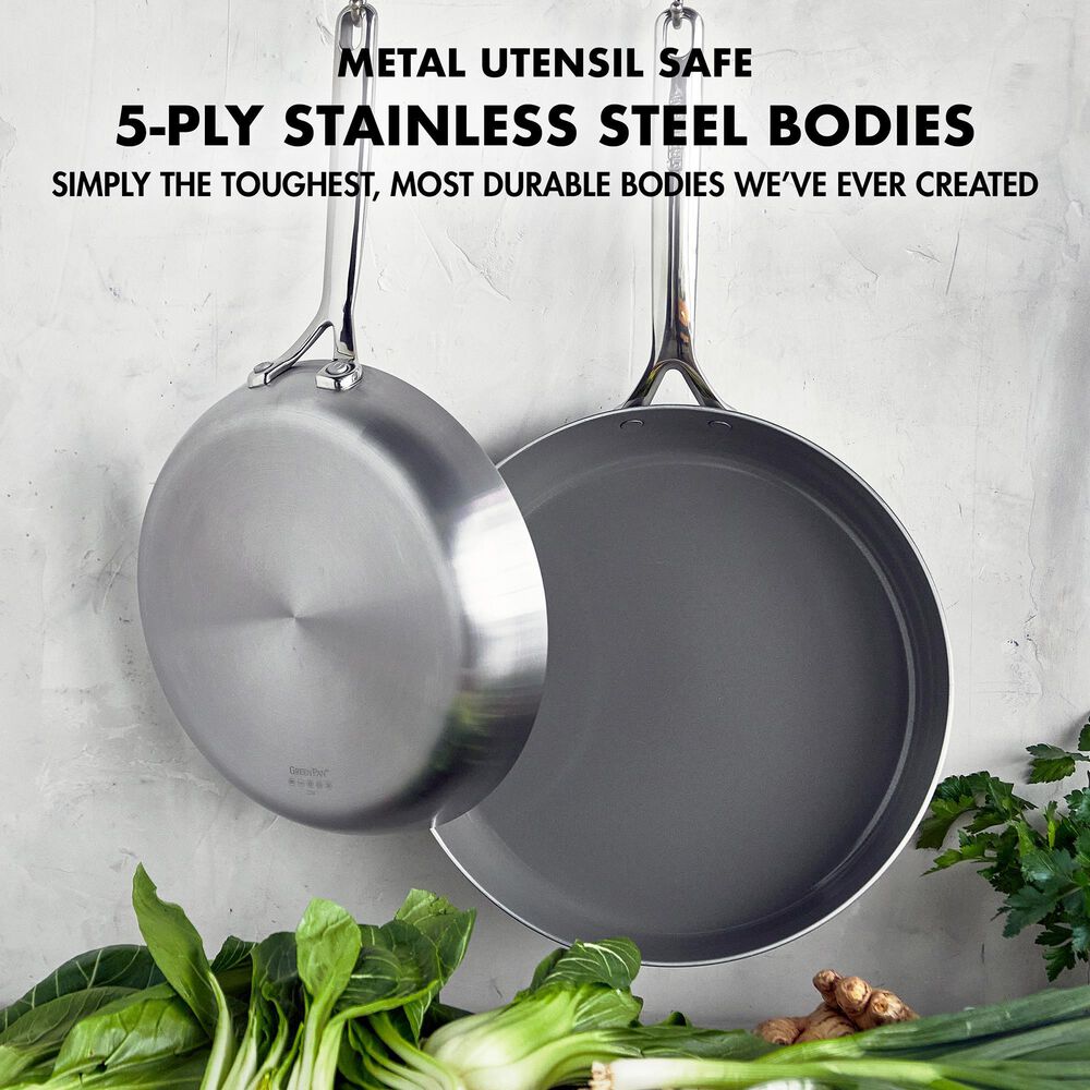 Green Pan GP5 10" and 12" Frypan Set in Stainless Steel, , large