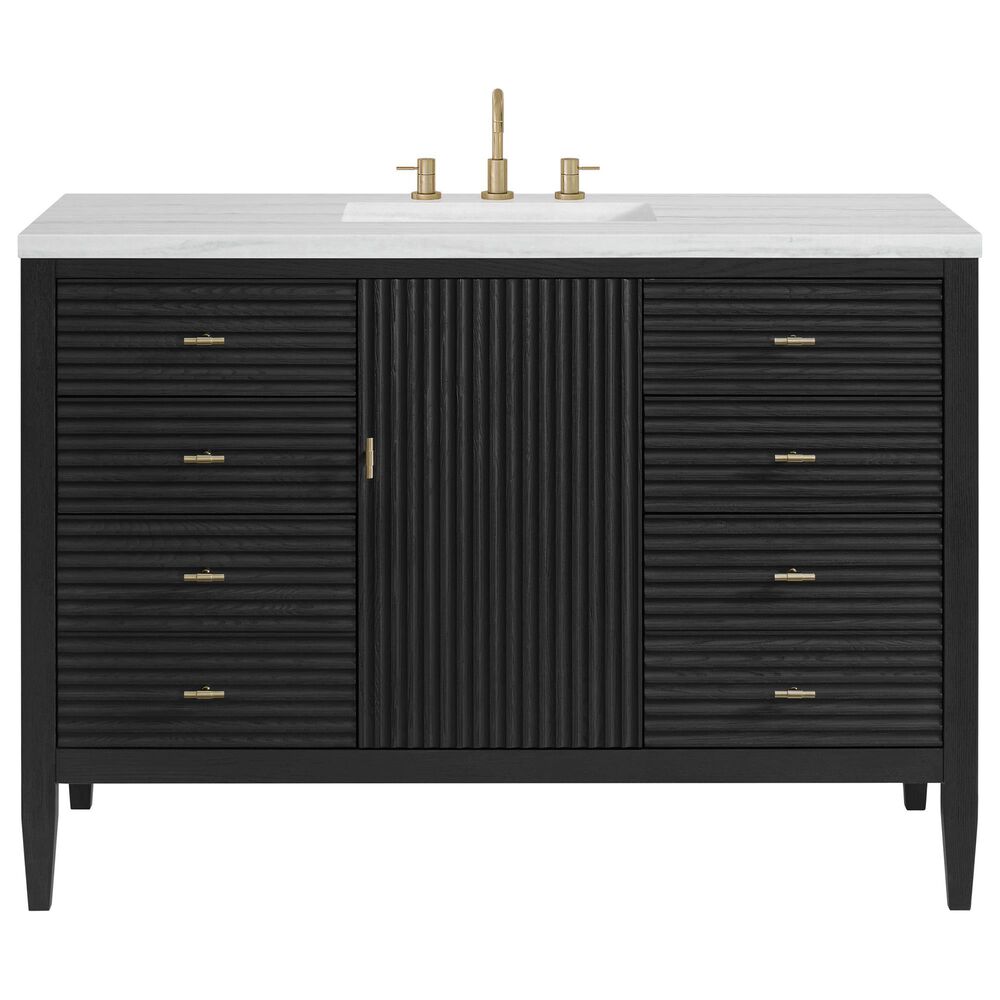 James Martin Vanities Myrrin 48&quot; Vanity in Carbon Oak with 3 cm Arctic Fall Solid Surface Top, , large