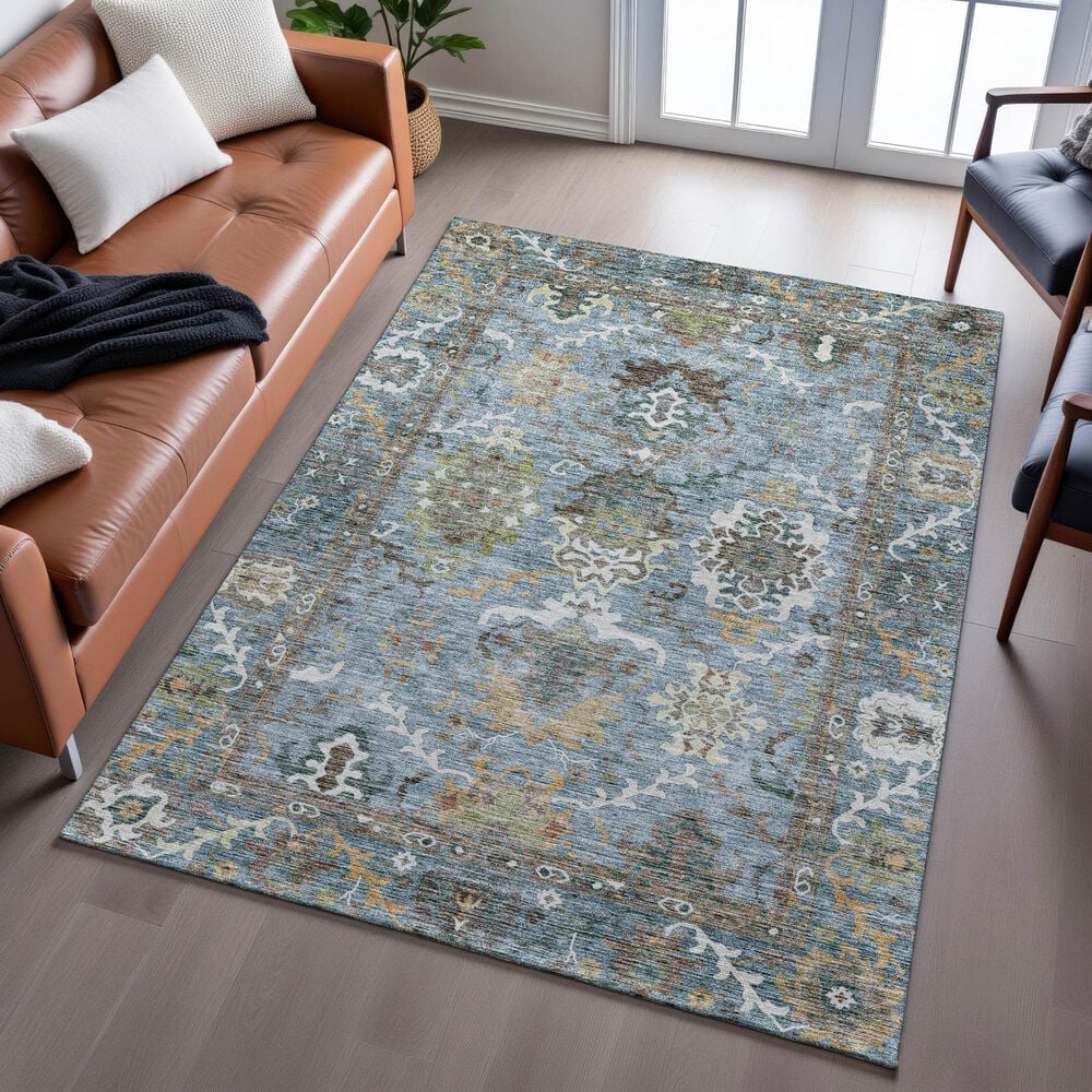Dalyn Rug Company Silk Road Aqua, Gold, Copper, Blue, Teal, Mocha and Fern 10&#39; x 14&#39; Area Rug, , large
