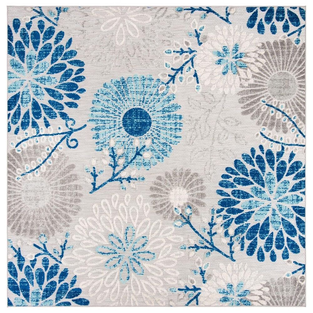 Safavieh Cabana 5"3" Square Gray and Navy Indoor/Outdoor Area Rug, , large