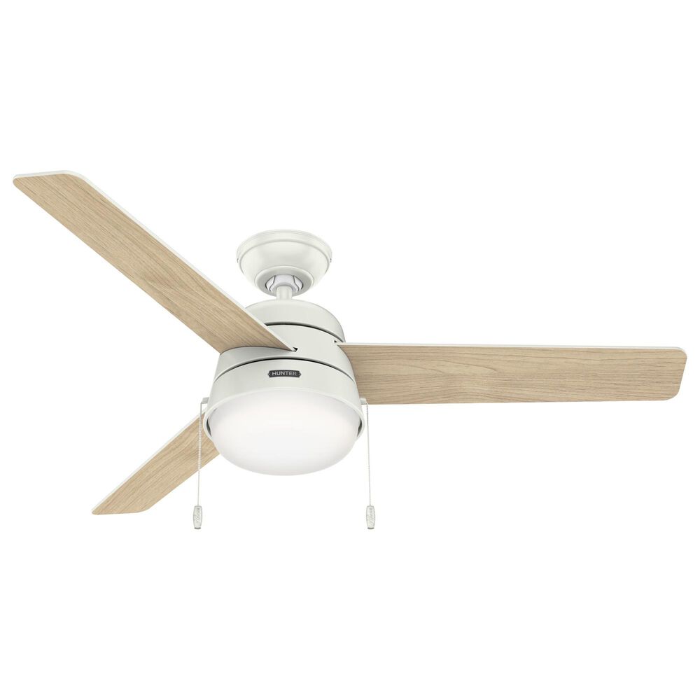 Hunter Aker 52&quot; Ceiling Fan with LED Lights in Fresh White, , large
