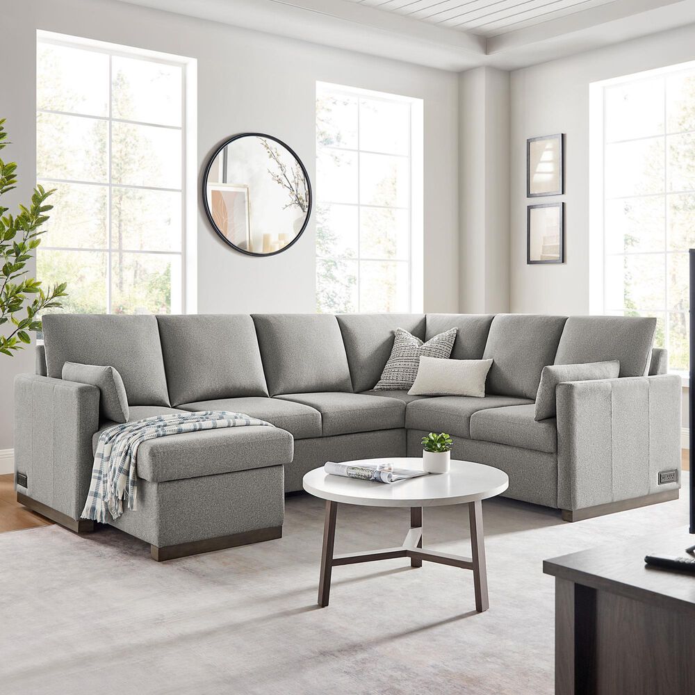 Lifestyle Solutions Edgewood Stationary Convertible Sleeper Sectional in Light Gray, , large