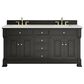 James Martin Vanities Brookfield 72" Double Bathroom Vanity in Black Onyx with 3cm Lime Delight Quartz Top and Rectangular Sinks, , large
