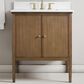 37B Heston 30" Single Bathroom Vanity in Kona with White Composite Stone Top and Backsplash, , large