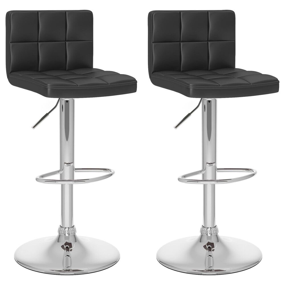 CorLiving Modern Adjustable Low Back Barstool with Black Cushion (Set of 2), , large