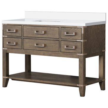 Lexora Home Norwalk 48" Single Bathroom Vanity in Grey Oak with White Cultured Marble Top and Rectangular Sink, , large