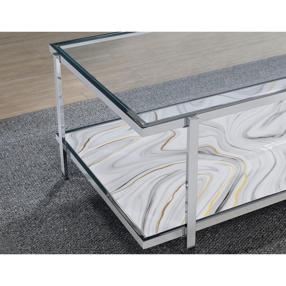 Steve Silver Mika Rectangle Cocktail Table in White, , large