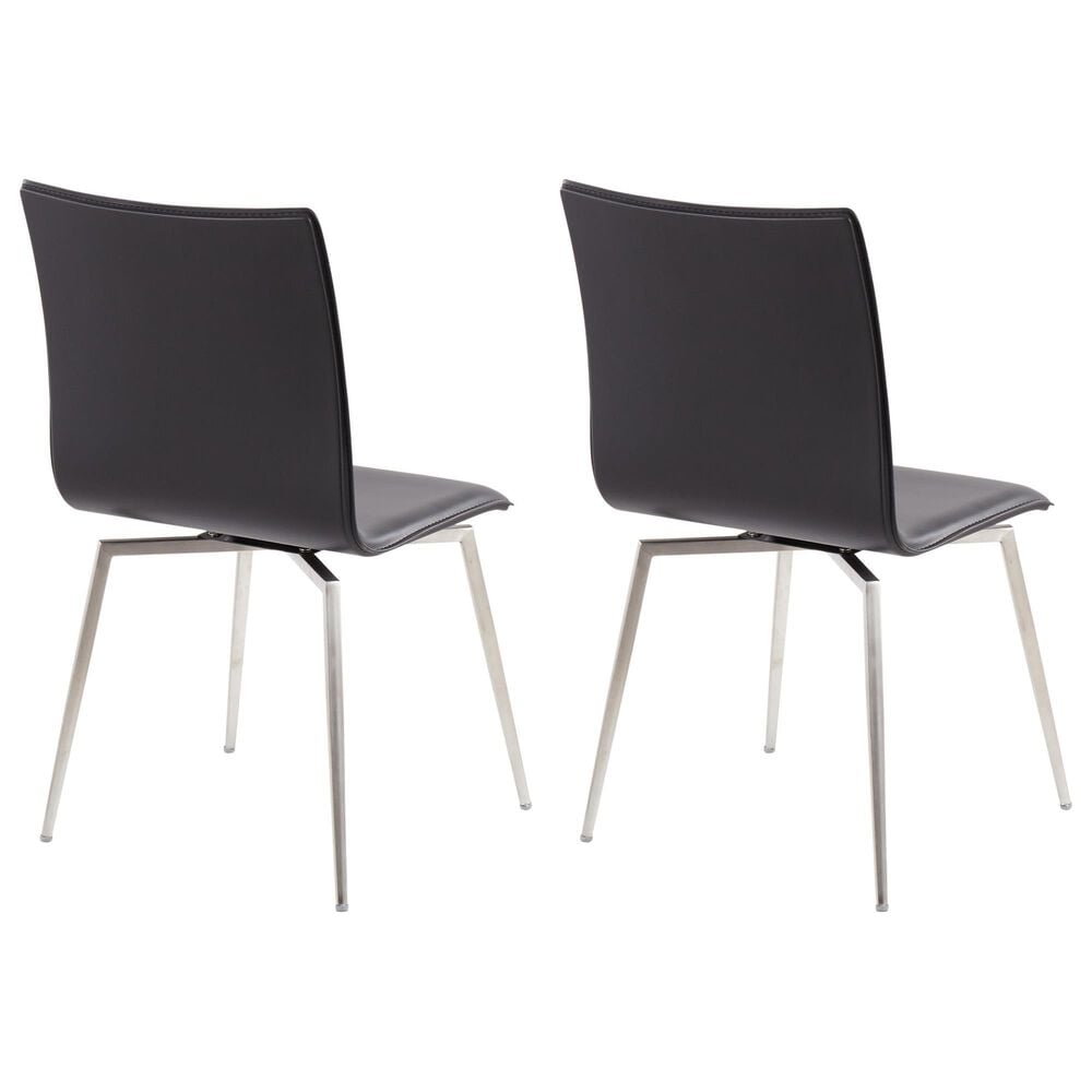 Lumisource Mason Swivel Side Chair with Black Upholstered in Brushed Stainless Steel (Set of 2), , large