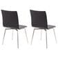 Lumisource Mason Swivel Side Chair with Black Upholstered in Brushed Stainless Steel (Set of 2), , large