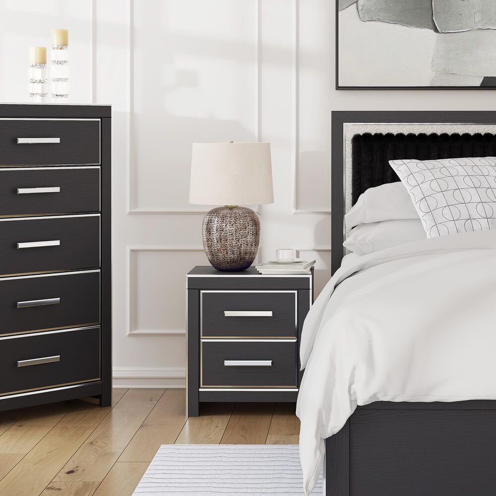 Ashley Zuraleus 2-Drawer Night Stand in Matte Black and Chrome, , large