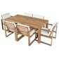 HOMLUX 7-Piece Patio Dining Set with 69" Rectangular Light Teak Table and Umbrella Hole in Beige, , large