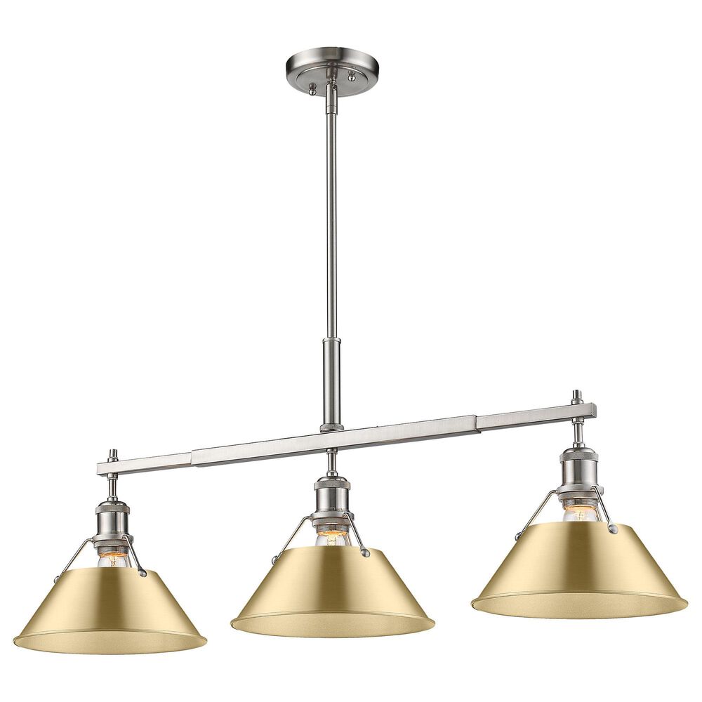 Golden Lighting Orwell 3-Light Linear Pendant with Brushed Champagne Bronze Shade in Pewter, , large
