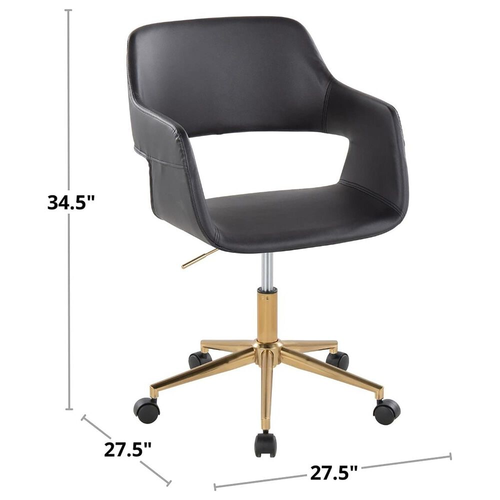 Lumisource Margarite Task Chair with Orange Fabric Cushion in Black, , large