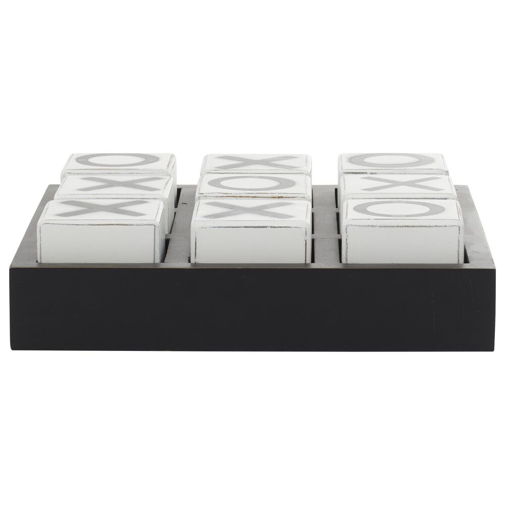 Maple and Jade 4" x 14" Tic Tac Toe Game Set in Black and White, , large