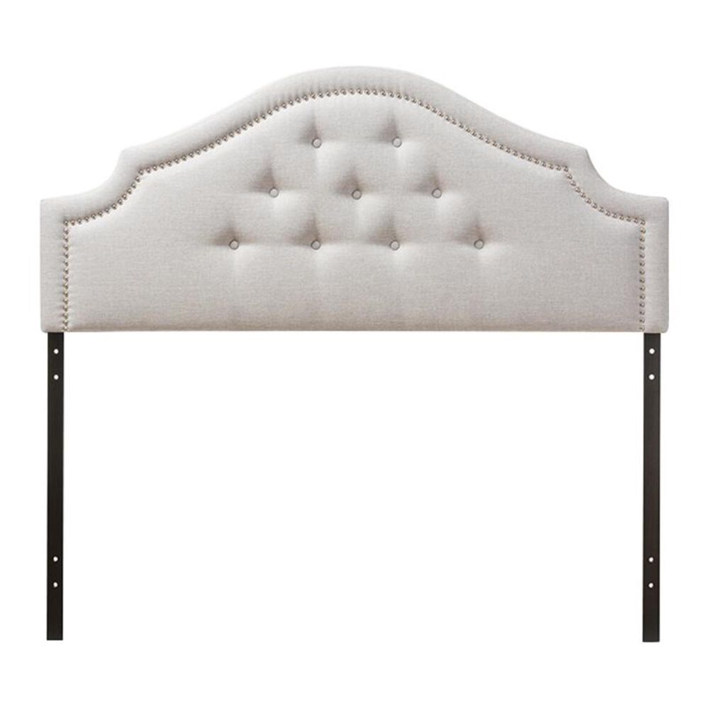 Baxton Studio Cora Queen Upholstered Headboard in Greyish Beige, , large