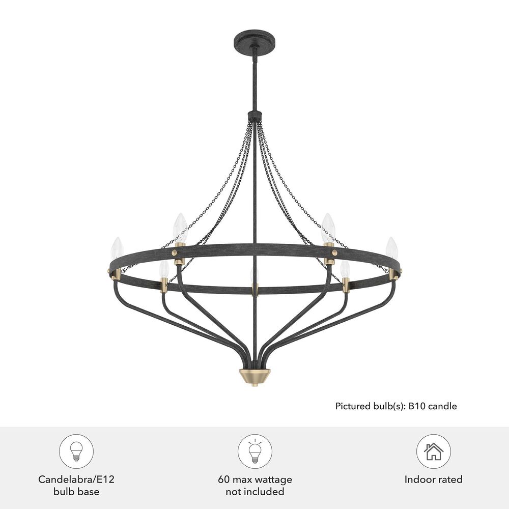 Hunter Merlin 7-Light Chandelier in Rustic Iron and Alturas Gold, , large