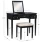 Linon Home Decor Virginia Vanity with Stool in Black, , large