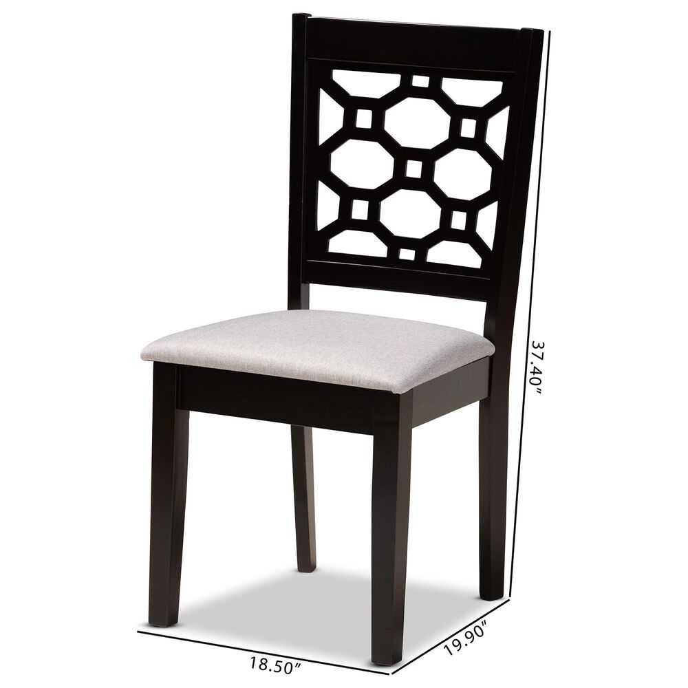 Baxton Studio Peter Side Chair with Grey Cushion in Dark Brown (Set of 4), , large