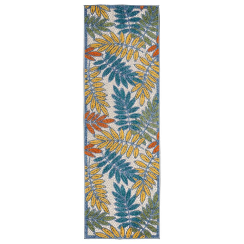 Nourison Aloha ALH18 2" x 6" Ivory and Multicolor Indoor/Outdoor Runner, , large