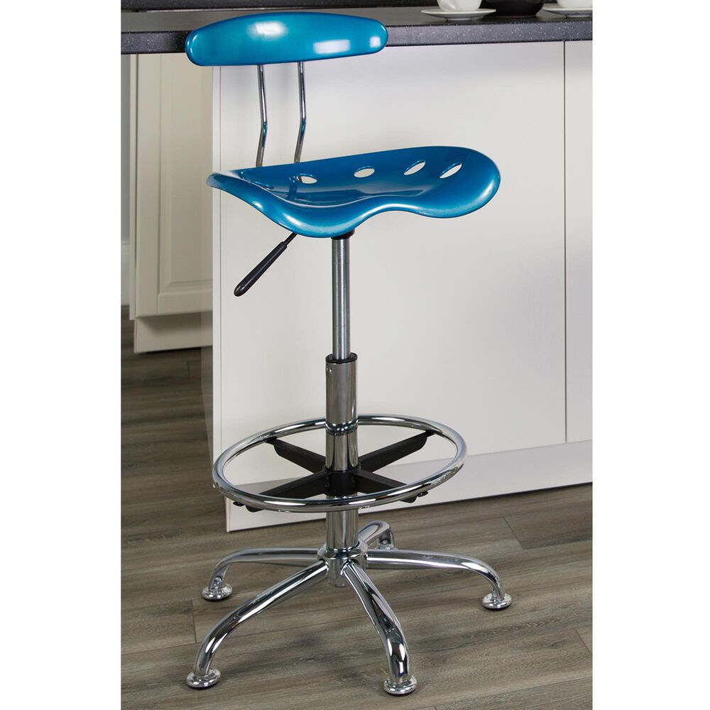 Flash Furniture Vibrant Drafting Stool in Blue, , large